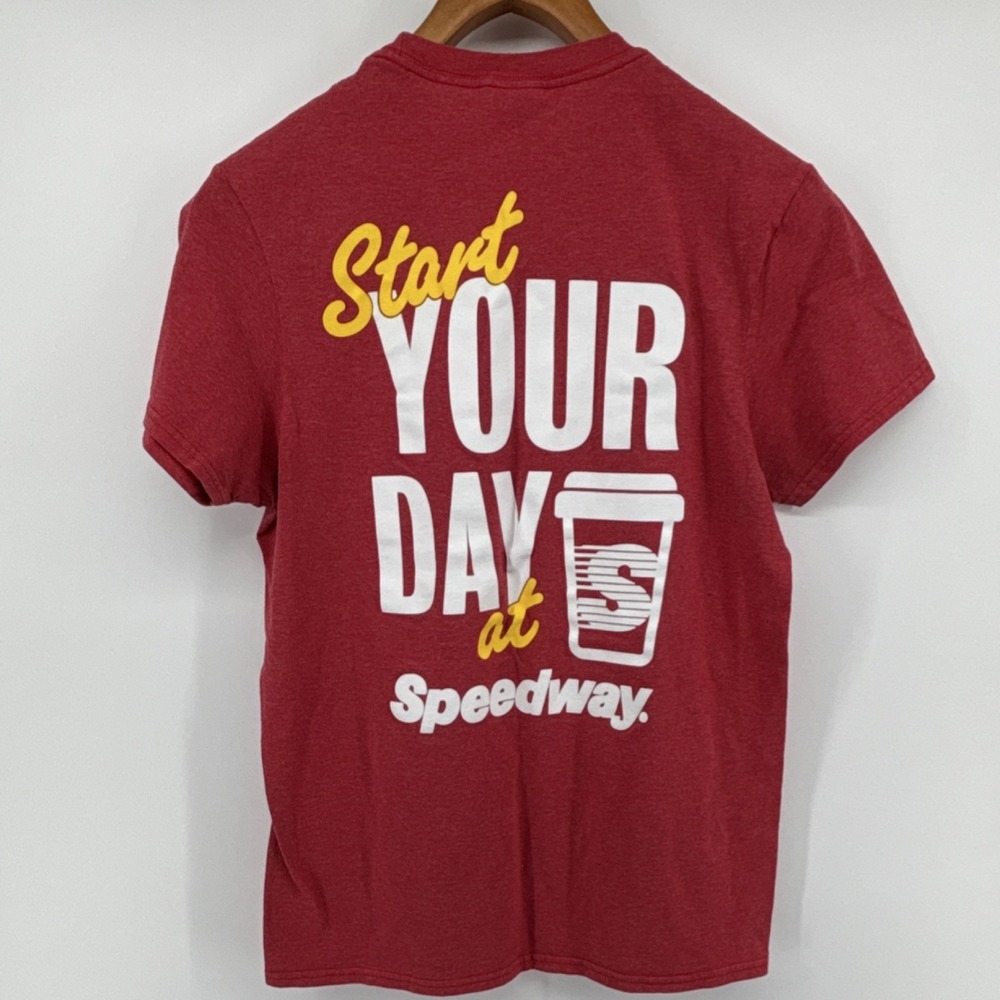 Delta Soft Start Your Day Speedway Gas Station Coffee Red Short Sleeve T-Shirt S